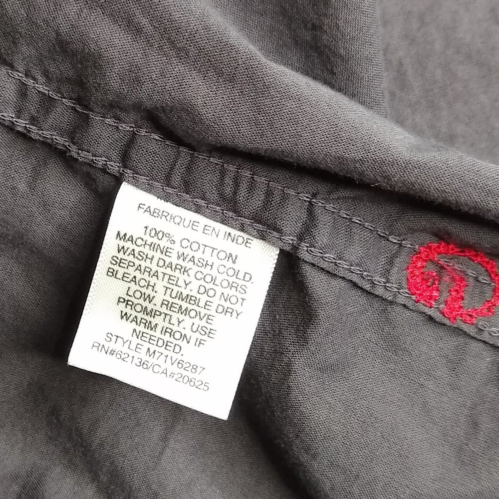 GUESS JEANS Button Down Ruffle Tuxedo Shirt Grey - Picture 7 of 12